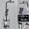 Exposed Shower Taps Mixer Valve Black Bathroom Square Twin Head Bar Shower Set