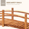 6FT Wooden Garden Bridge with Safety Railings, Classic Arc Footbridge