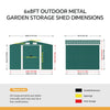 6x8 FT Peak Roof Steel Storage Shed, Pre-drilled Steel Panels, Outdoor Tool Shed