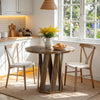 80CM Round Dining Table for 2-4 Farmhouse Wooden Kitchen Table for Dining Room