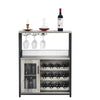 36" Tall Bar Rack Cabinet,Adjustable Shelves&Glass Cup Holder,for Kitchen