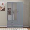 High Gloss Wooden 3 Door Wardrobe with Drawers and Mirror Bedroom Storage
