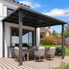 3x3m Aluminium Lean-to Gazebo, Wall-Mounted Iron Hardtop Roof Pergola