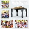 3 x 3.6m Hardtop Gazebo Canopy w/ Aluminium Frame Netting & Curtains