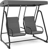 2-Person Garden Swing Seat Outdoor Porch Swing Chair w/ Adjustable Canopy Cover