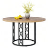 Dining Table Round Wood Top Metal Base Farmhouse Industrial Kitchen Dining Room