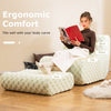Bedroom Floor Couch Bean Bag Chair with Ottoman-Green