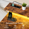 120 cm Computer Desk with Drawers, Gaming Table with LED Lights & Power Outlets