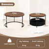 Round Coffee Table Set of 2 80 & 60 CM Circle Cocktail Table-Coffee