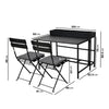 Black Aluminium Space-Saving Balcony Bistro Set with Folding Chairs & Pla FTR216