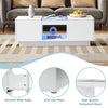 LED Coffee Table With Storage 2 Drawers Living Room Furniture High Gloss White
