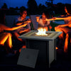 Square Propane Fire Pit Table 40000 BTU Gas Firepit w/ Lava Rocks and Lid
