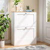White 2 Drawers Shoe Rack Footwear Storage Hallway Cabinet Organiser Cupboard