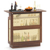 Rattan Bar Table with 3 Stemware Racks & 3-Tier Shelves