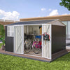 Garden Shed 10x10FT Steel Apex Tool Equipment Organize W/Window Door Anthracite