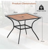 Outdoor Dining Table Patio Table for 4 People with Umbrella Hole Brown