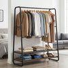 Clothes Rail, Heavy-Duty Clothes Rack with 2 Shelves, 6 S-Hooks