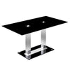 Jet Large Black Glass Dining Table With Chrome Supports