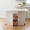 Foldable Dinner Table with Wheels and Storage Shelf Space Saving Dining Eaoqoxyp