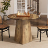 Round Dining Table for 2-4, 80cm Farmhouse Small Kitchen Dinner Table with Base