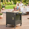 Outdoor Grill Cart with Stainless Steel Tabletop, BBQ Table with a Cabinet