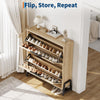 Shoe Storage Cabinet w/2 Flip Drawers,Freestanding Shoe Organiser,Natural/White