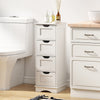 4-Drawer Bathroom Cabinet Narrow Floor Standing Cabinet White