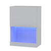 High Gloss White TV Wall Unit Set of 3 with LED Lights Display Cabinet & Shelves