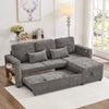 3-in-1 Chenille Sectional Sleeper Sofa Bed with Reversible Storage Chaise, USB