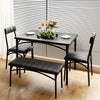 Black Dining Table Set for 4 with Bench & 2 Upholstered Chairs,Kitchen Table Set