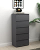 Modern Slim Grey 5 Drawer Chest | Bedroom Storage Cabinet Furniture