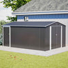 10x14FT Galvanized Metal Garden Shed Lockable Door Tool Storage shed, Anthracite