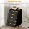 Black Fluted 5 Drawer Dresser Bedroom Nightstand Cabinet Wood Chest of Drawers