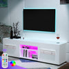 LED TV Stand Cabinet Unit Modern High Gloss 2 Door MDF Entertainment RGB Lights