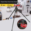 Tripod Pipe Chain Vise Stand Supports 1/8–5 Inch Copper and PVC Pipes Foldable