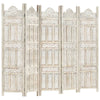 Hand carved 5-Panel Room Divider White 200x165 Solid Wood R3V3