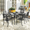 7 Pieces Garden Dining Set with Stackable Chairs with Umbrella Hole