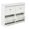 Slim White Shoe Storage Cabinet with 4 Flip Drawers for Hallway Home Office NEW