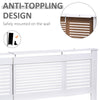Extendable Radiator Cover Cabinet Shelving Slatted Design MDF White Home Office