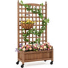 Wooden Planter Elevated Raised Garden Bed w/ Trellis Outdoor Climbing Plant Vine