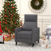 Push Back Recliner Chair Grey Linen Fabric Reclining Armchair