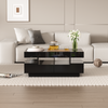 Coffee Table with Storage Drawers & LED Strips Black Tea Table for Living Room