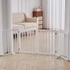 4 Panels Folding Pet Gate Freestanding Wooden Dog Fence Safety Barrier Divider