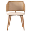 Mid-Century Dining Chairs Set of 2, with Rattan Backrest and Upholstered PU Seat