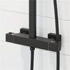 Bathroom Thermostatic Mixer Shower Set Square Black Twin Head Exposed Valve
