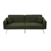 Fabric Sofa Bed Love Seat Sofa Settee Couch with Metal Legs & Cushions Green
