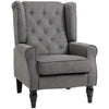 Retro Accent Chair Wingback Armchair with Wood Frame for Living Room Dark Grey