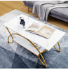 Modern Faux Marble Coffee Table 2-Tier Rectangular Accent Table Chic Cocktail