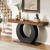 63-Inch Industrial Console Table Narrow Entryway Sofa Table w/ Black Metal Base