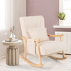 Nursery Rocking Chair Upholstered Glider Rocker w/High Backrest-Beige